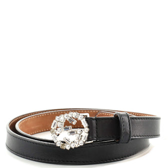 Gucci Interlocking G Belt Leather with Crystals Thin