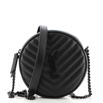 Saint Laurent Vinyle Round Camera Bag Matelasse Chevron Leather