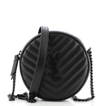 Saint Laurent Vinyle Round Camera Bag Matelasse Chevron Leather
