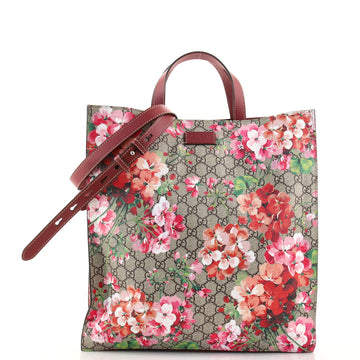 Gucci Convertible Soft Open Tote Blooms Print GG Coated Canvas Tall