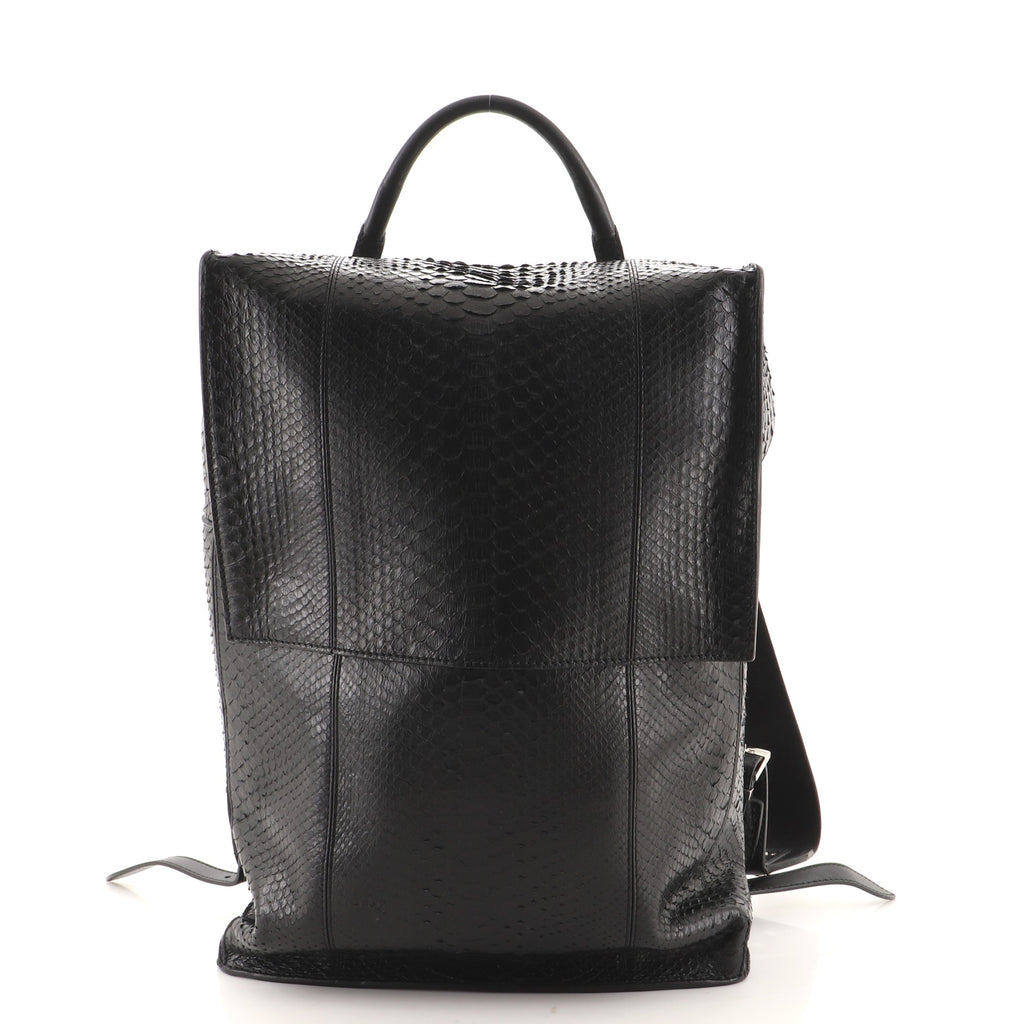 balenciaga black leather phileas backpack Balenciaga Phileas Backpack Python and Leather Black 1542591