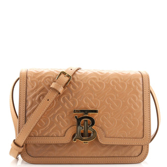 Burberry TB Flap Bag Monogram Embossed Leather Small