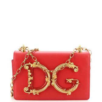 Dolce & Gabbana DG Girls Flap Bag Embellished Leather Small