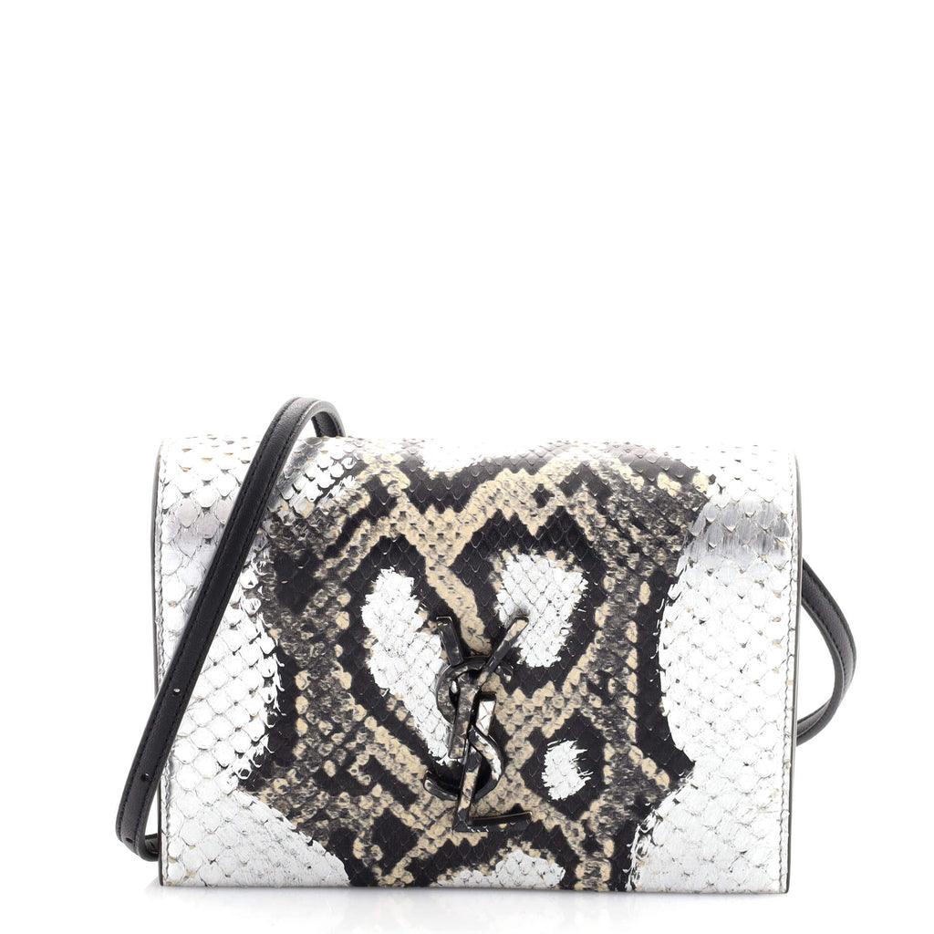 Saint Laurent Kate Monogram Toy Python Snakeskin Wallet on a Strap