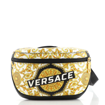 Versace Front Pocket Belt Bag Barocco Print Leather