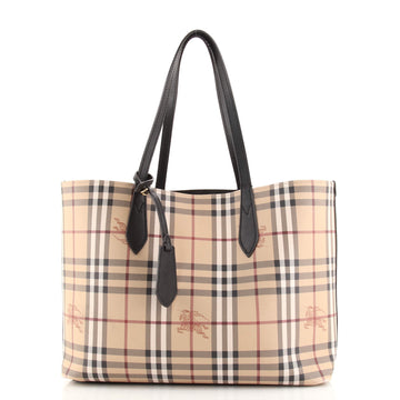 Burberry Reversible Tote Haymarket Coated Canvas and Leather Medium
