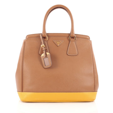 Prada Bicolor Parabole Handbag Saffiano Leather brown