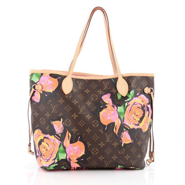 Louis Vuitton Neverfull Tote Limited Edition Monogram Canvas Roses MM Brown