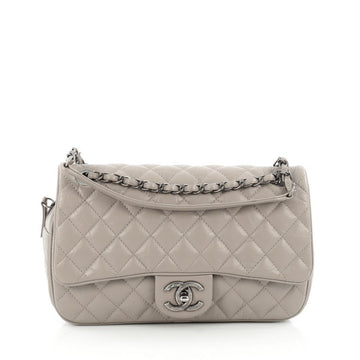 Chanel Easy Flap Bag Quilted Aged Calfskin Medium Gray