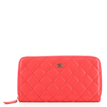 Chanel Zip Around Wallet Quilted Caviar Long