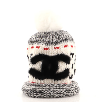 Chanel Multi CC Pom Pom Beanie Wool and Shearling