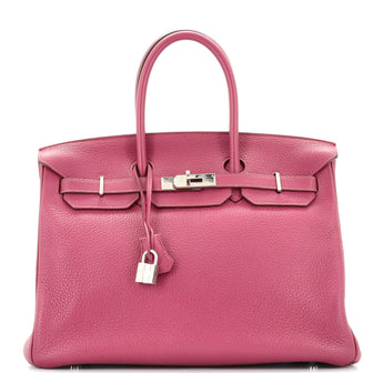 Hermes Birkin Handbag Purple Clemence with Palladium Hardware 35