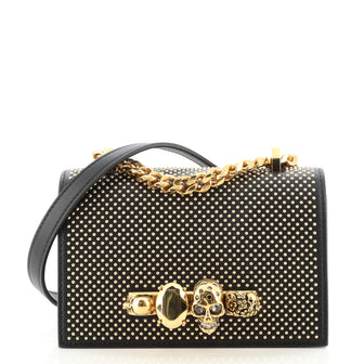 Alexander McQueen Jewelled Flap Satchel Studded Leather Small