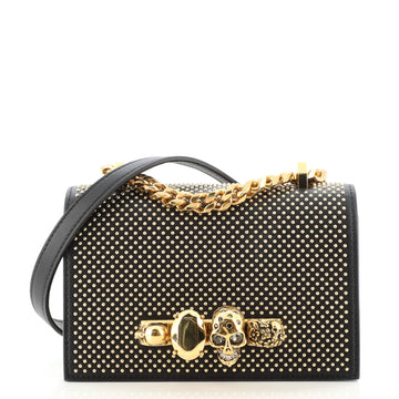 Alexander McQueen Jewelled Flap Satchel Studded Leather Small