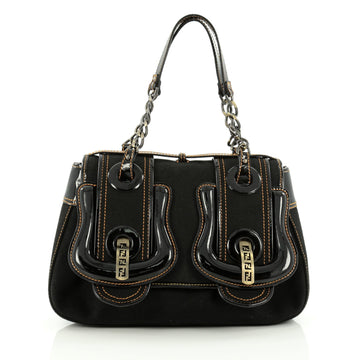 Fendi B. Bag Canvas with Patent Medium black