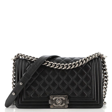 Chanel Boy Flap Bag Quilted Caviar Old Medium