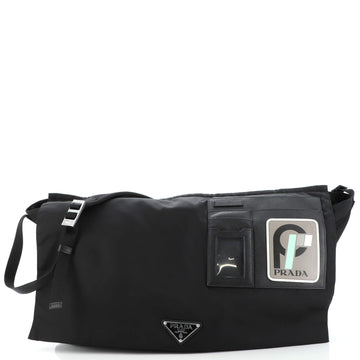 Prada Logo Patch Technical Flap Messenger Bag Tessuto Large