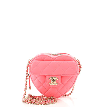 Chanel CC in Love Heart Clutch with Chain Quilted Lambskin