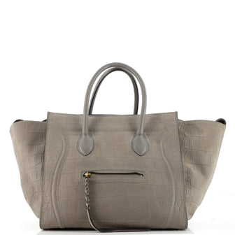 Celine Phantom Bag Crocodile Embossed Nubuck Medium