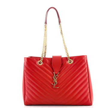 Saint Laurent Classic Monogram Shopper Matelasse Chevron Leather Large