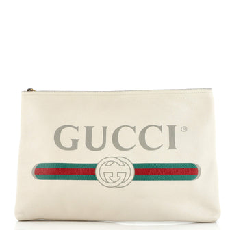 Gucci Logo Portfolio Pouch Printed Leather Large
