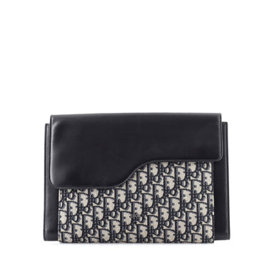 Christian Dior Saddle Flap Portfolio Pouch Oblique Canvas and Leather Medium