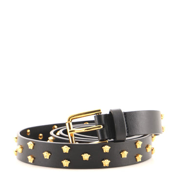 Versace Buckle Belt Medusa Studded Leather Medium