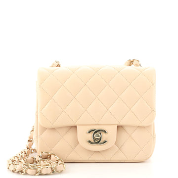 Chanel Square Classic Single Flap Bag Quilted Lambskin Mini