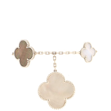Van Cleef & Arpels Magic Alhambra 5 Motifs Bracelet 18K White Gold with Mother of Pearl and Chalcedony