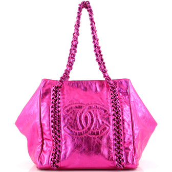 Chanel Luxe Ligne Tote Metallic Leather Small