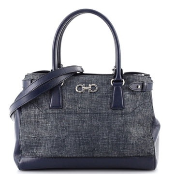 Salvatore Ferragamo Batik Tote Textured Leather Small