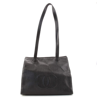 Chanel Vintage CC Zip Square Shoulder Bag Caviar Large