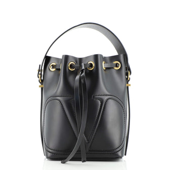 Black V-Logo leather bucket bag, Valentino Garavani