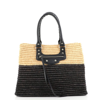 Balenciaga Panier Shopping Tote Woven Raffia XS