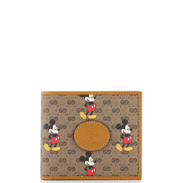 Gucci Disney Mickey Mouse Bifold Wallet Printed Mini GG Coated Canvas