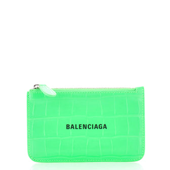 Balenciaga Cash Card Holder Crocodile Embossed Leather
