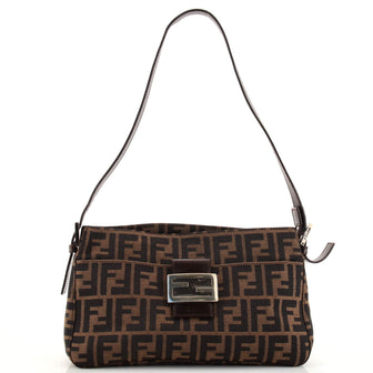 Fendi Vintage Pocket Shoulder Bag Zucca Canvas Small