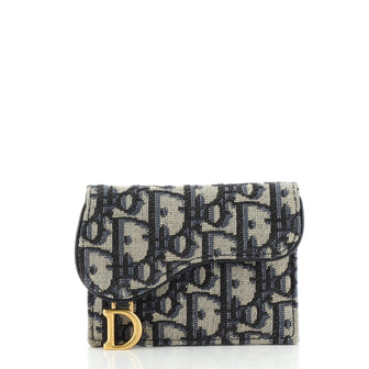 Christian Dior Saddle Card Case Oblique Canvas