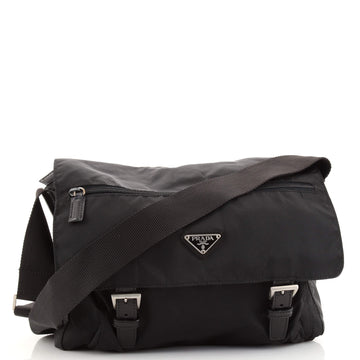 Prada Zip Buckle Messenger Bag Tessuto Medium