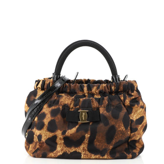 Salvatore Ferragamo Vara Bow Convertible Satchel Printed Nylon