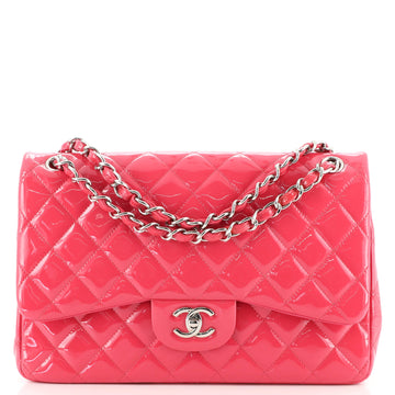 Chanel Classic Double Flap Bag Quilted Patent Jumbo