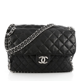 Chain Around Flap Bag Quilted Leather Maxi