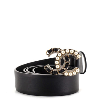 Chanel CC Belt Leather and Metal with Faux Pearls and Crystals Medium