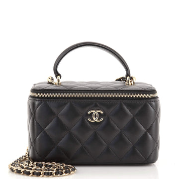 Chanel Classic Top Handle Vanity Case with Chain Quilted Lambskin Small