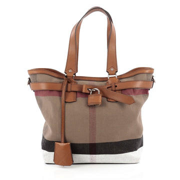 Burberry Traveller Tote House Check Canvas Medium
