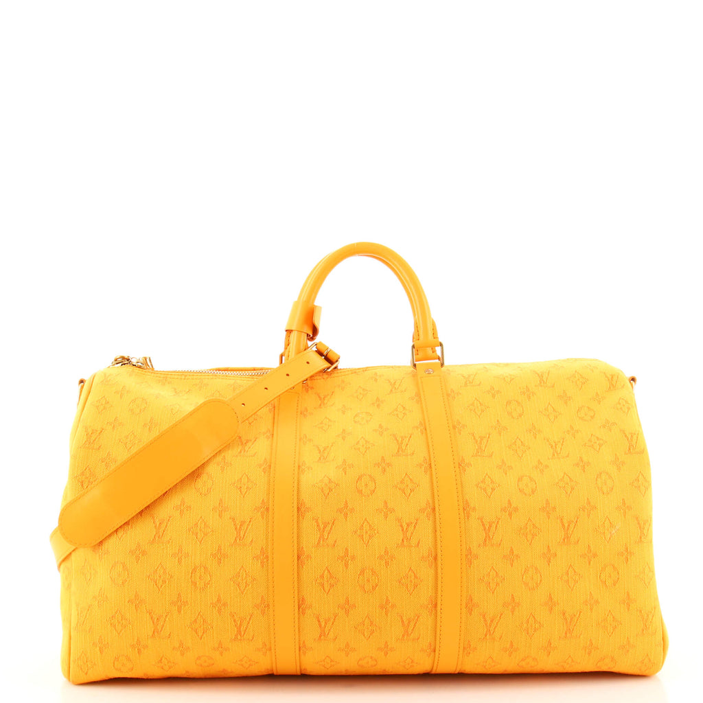 Louis Vuitton Keepall Bandouliere Bag Monogram Denim 50 Yellow 22695743