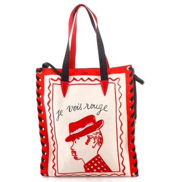 Christian Louboutin Cabalace Tote Printed Canvas with Leather
