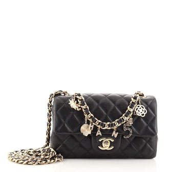Coco Charms Classic Single Flap Bag Quilted Lambskin Mini