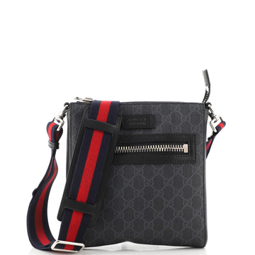 Gucci Web Strap Front Zip Messenger Bag GG Coated Canvas Small