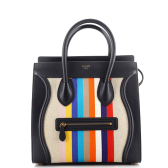 Celine Tricolor Luggage Bag Canvas and Leather Mini